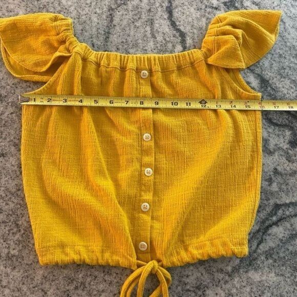 Madewell Texture & Thread XS Extra Small Mustard Yellow Cropped Crop Top Shirt - Picture 8 of 10